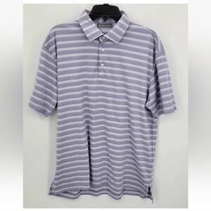 Daniel Cremieux Men's Striped Golf Polo Shirt - Lavender/White - Size Medium